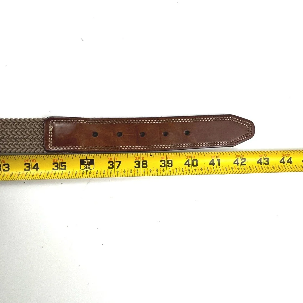 Martin Dingman Braided Belt Mens 38 Brown Woven Leather Stretch Buckle